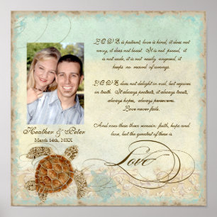 Sea Turtle Coastal Beach - Wedding Personalised Poster