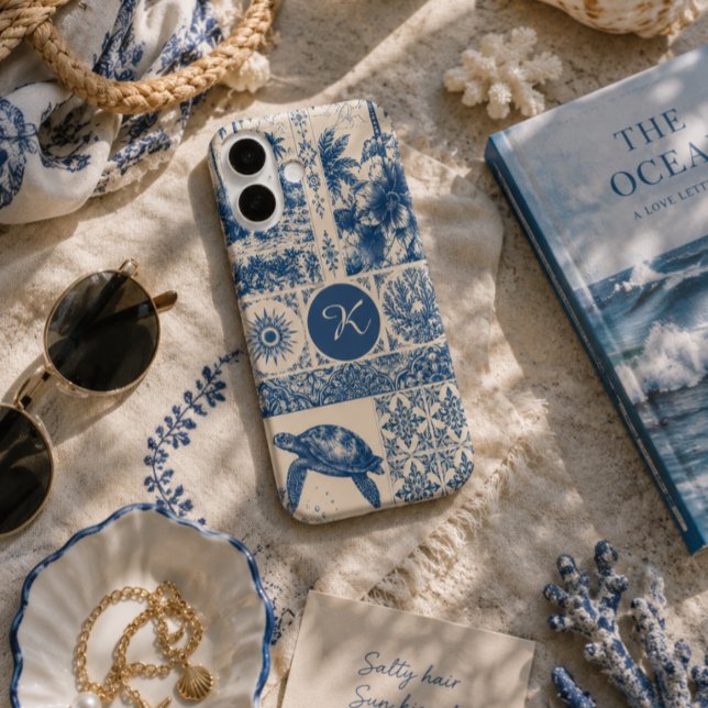 Sea Turtle Coastal Monogram  Case-Mate iPhone Case (Creator Uploaded)