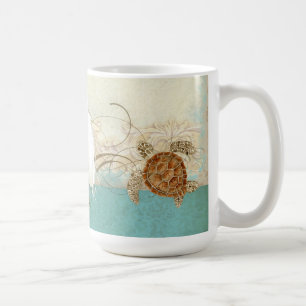Sea Turtle Coastal Ocean Beach Modern Watercolor Coffee Mug