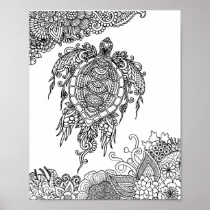 Sea Turtle - Colour Your Own Art Poster