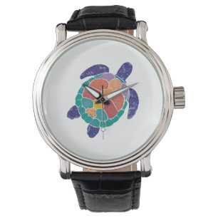 Sea Turtle Colourful Distressed Style Turtle Watch