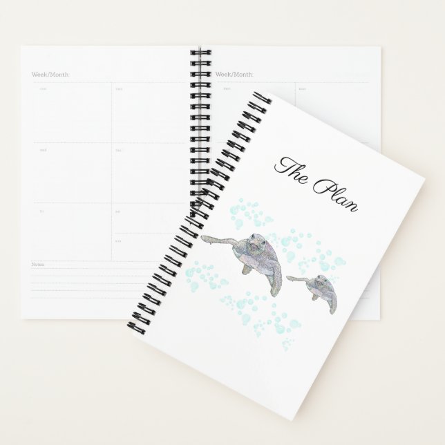 Sea Turtle Colourful Original Drawing Personalised Planner (Display)