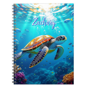 Sea Turtle Colourful Underwater Scene   Notebook