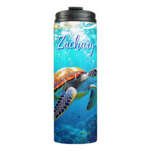 Sea Turtle Colourful Underwater Scene   Thermal Tumbler