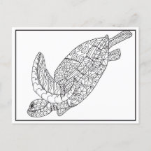 Sea Turtle Colouring Postcard