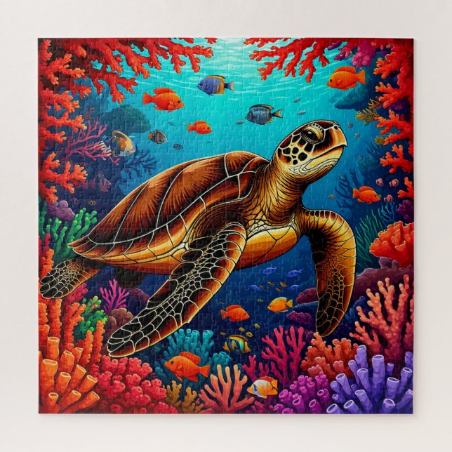 Sea Turtle Coral Reef Gift For Ocean Fans Jigsaw Puzzle (Vertical)