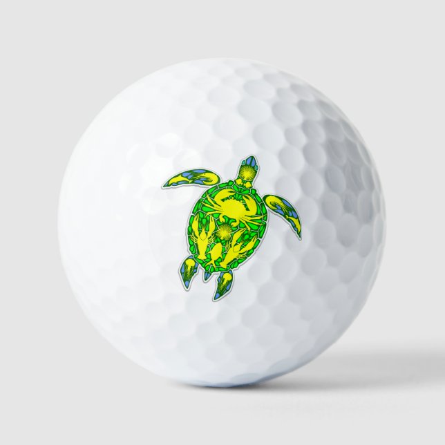 Sea Turtle Coral Reef Marine Life Symbol  Golf Balls (Front)
