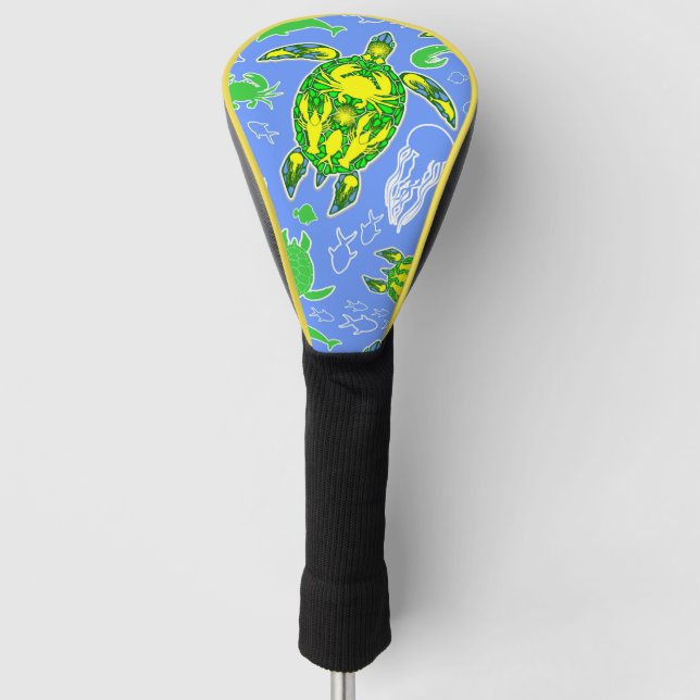 Sea Turtle Coral Reef Marine Life Symbol  Golf Head Cover (Front)