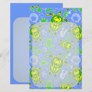 Sea Turtle Coral Reef Marine Life Symbol  Stationery