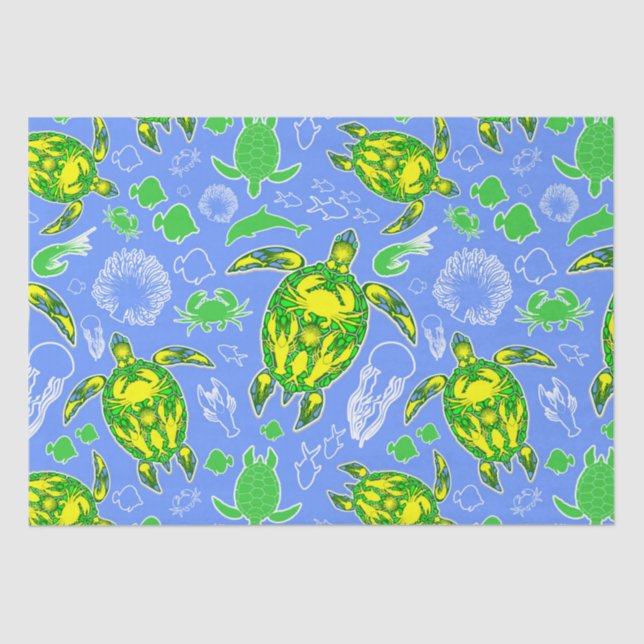 Sea Turtle Coral Reef Marine Life Symbol  Tissue Paper (Front)