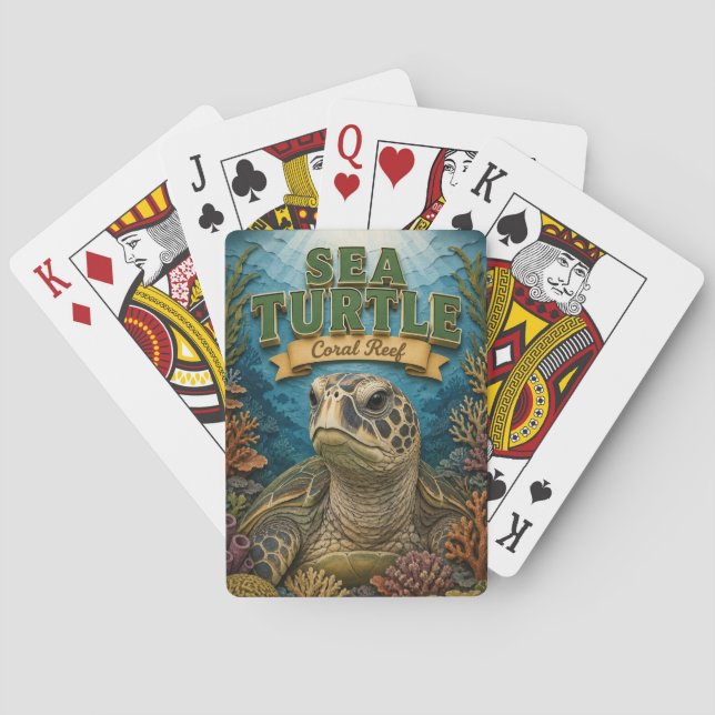Sea Turtle Coral Reef POPCUT Playing Cards (Back)
