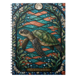 Sea Turtle Coral Shallows Illumina Stained Glass Notebook