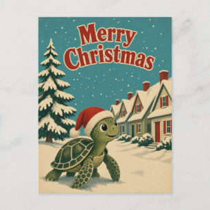 Sea Turtle Cottage Row Animal Christmas Postcard