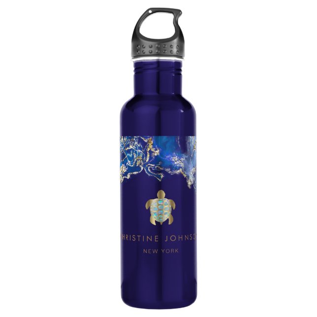sea turtle design business card 710 ml water bottle (Front)