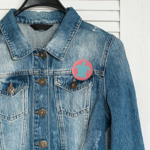 Sea Turtle Design in Ocean Seafoam Green Blue 3 Cm Round Badge