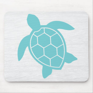Sea Turtle Design in Ocean Seafoam Green Blue Mouse Mat