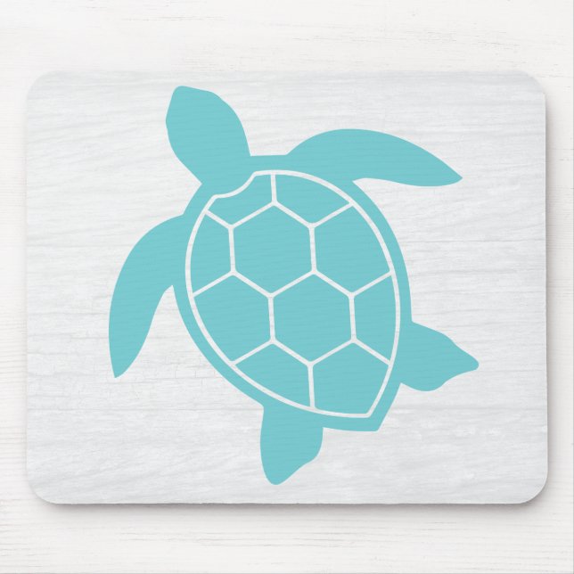 Sea Turtle Design in Ocean Seafoam Green Blue Mouse Mat (Front)