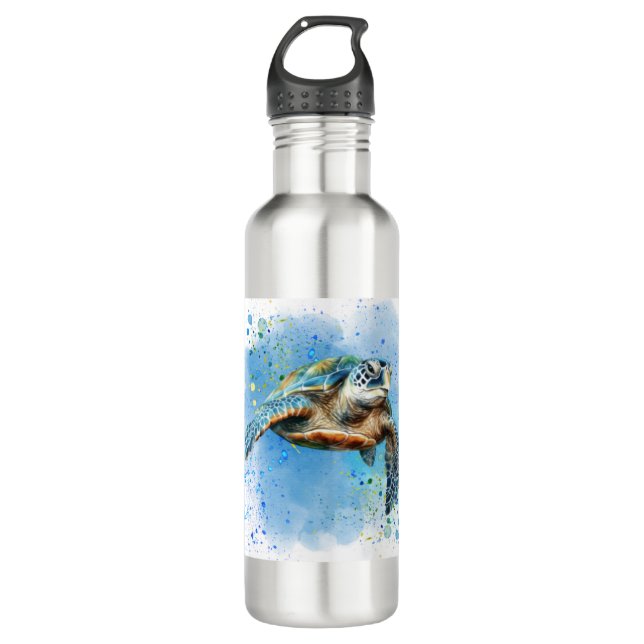 Sea turtle design on thermal tumblers 710 ml water bottle (Front)