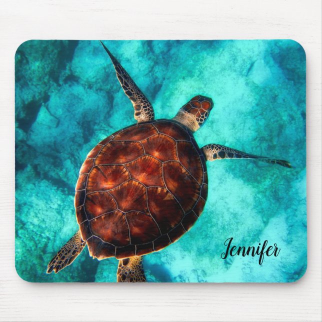 Sea Turtle Design Personalised Mouse Pad (Front)