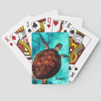Sea Turtle Design Personalised Playing Cards