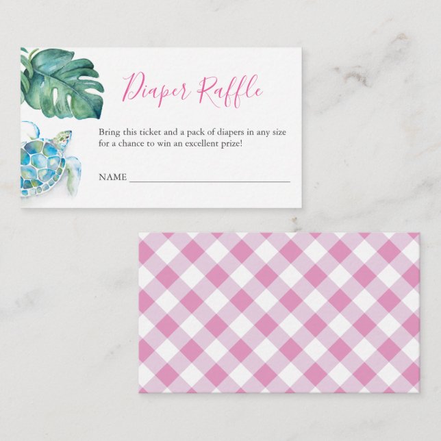 Sea Turtle Diaper Raffle Invitation Enclosure Card (Front/Back)
