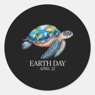 Sea Turtle Earth Day 2025 Save The Earth  Classic Round Sticker