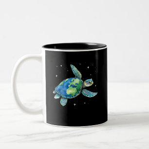 Sea Turtle Earth Day 2025 Sea Animals Two-Tone Coffee Mug