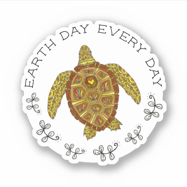 Sea Turtle Earth Day Every Day Cute (Front)