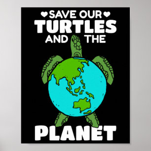 Sea Turtle Earth Day I Save Our Turtles And The Pl Poster