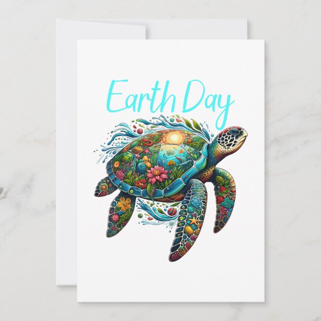 Sea Turtle Earth Day Invitation (Front)