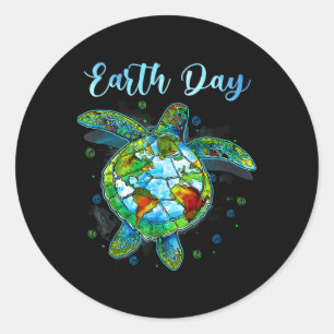 Sea Turtle Earth Day Natural Save The Earth Mens W Classic Round Sticker