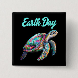 Sea Turtle Earth Day Save The Earth 15 Cm Square Badge