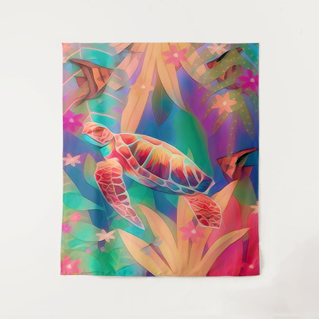 Sea Turtle Fantasy Scene Large Tapestry (Front)