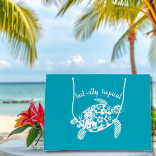 Sea Turtle-Fisherman Core-Hawaiian-Azure Large Gift Bag