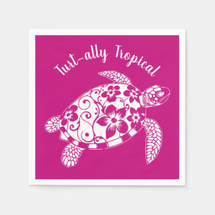 Sea Turtle-Fisherman Core-Hawaiian-Pink Napkin