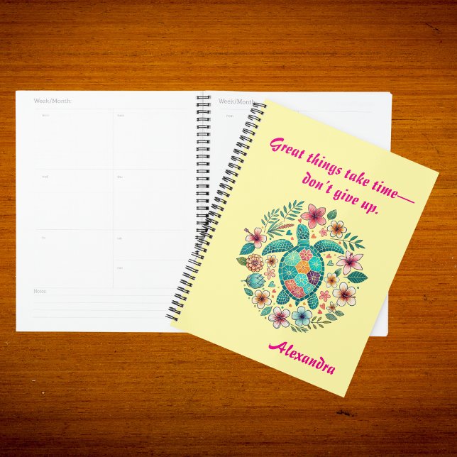Sea Turtle Floral Boho School Office with Name Planner (Creator Uploaded)