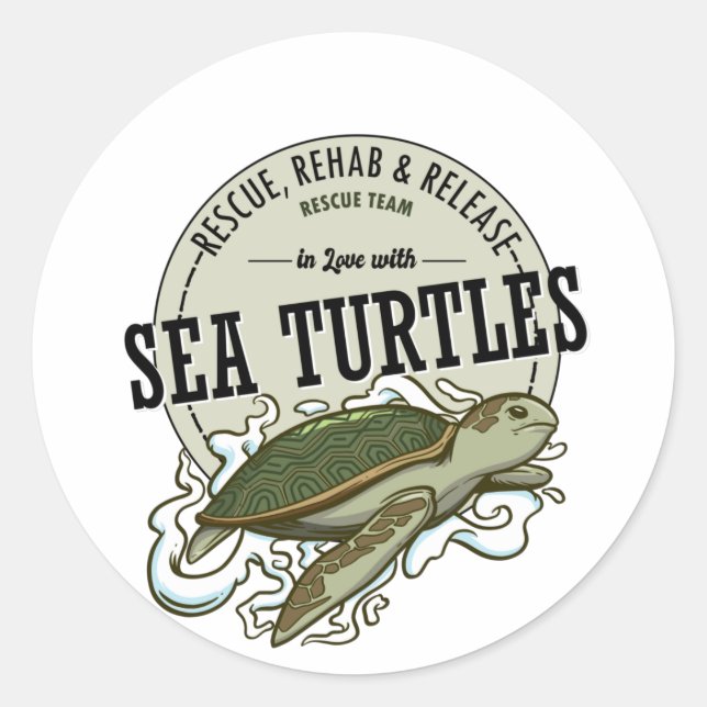 Sea Turtle for a Rescue Team Classic Round Sticker (Front)