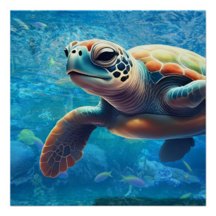 Sea Turtle For Mindfulness and Coastal Calm Poster