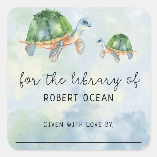Sea Turtle - for the library of Square Sticker (Front)