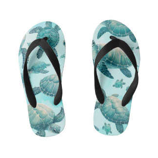 Sea Turtle Friends Kid's Flip Flops