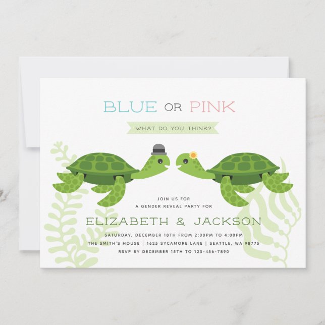 Sea Turtle Gender Reveal Invitation (Front)