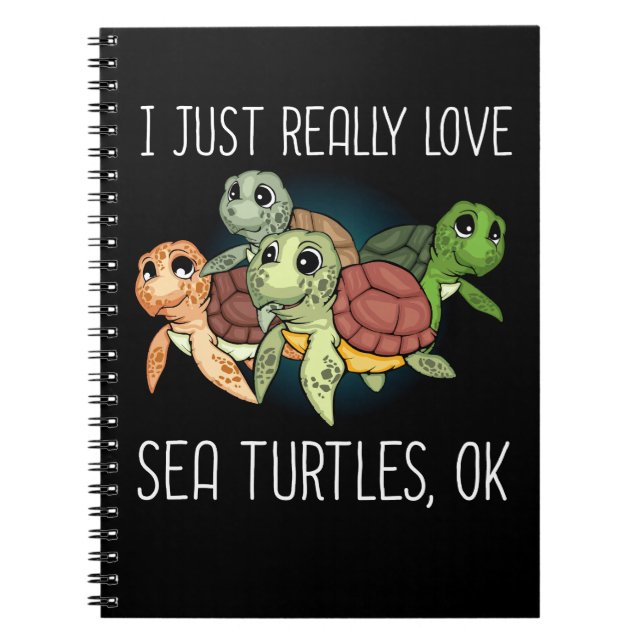 Sea Turtle Gift Kids Women Underwater Sea Turtles Notebook (Front)