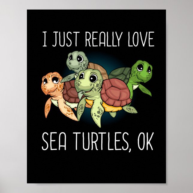 Sea Turtle Gift Kids Women Underwater Sea Turtles Poster (Front)