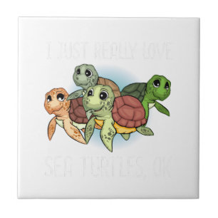 Sea Turtle Gift Kids Women Underwater Sea Turtles Tile