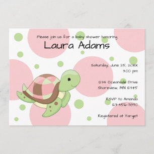 Sea Turtle Girl Baby Shower Invitations