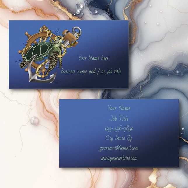 Sea Turtle Green Blue Business Card (Creator Uploaded)