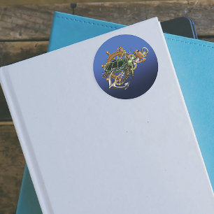 Sea Turtle Green Blue Classic Round Sticker