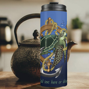 Sea Turtle Green Blue Thermal Tumbler