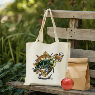 Sea Turtle Green Blue Tote Bag