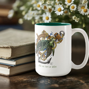 Sea Turtle Green Blue Two-Tone Coffee Mug